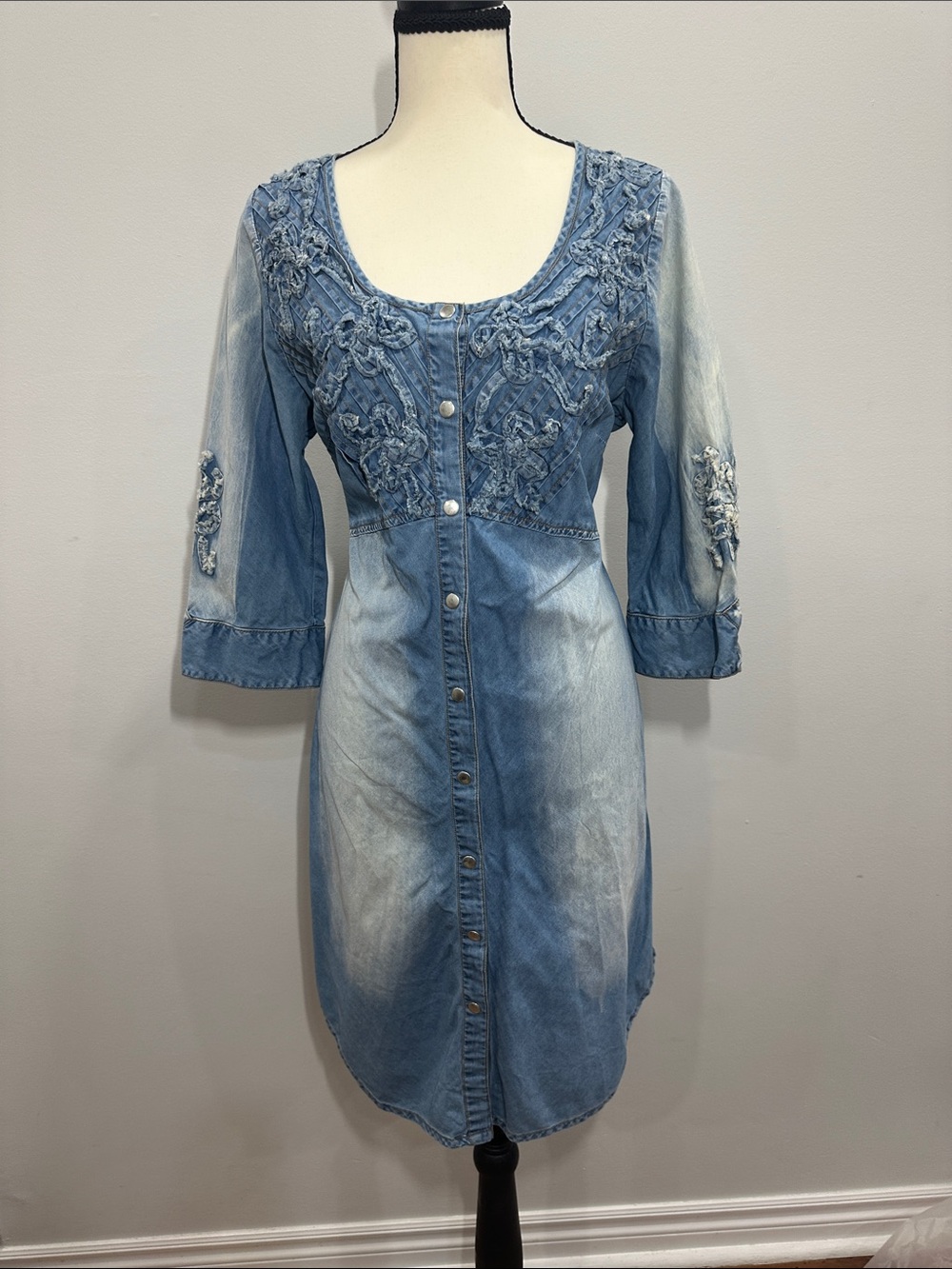 CREAM French Boutique Brand Cotton Denim Jean Button Front Dress Size 40 Medium